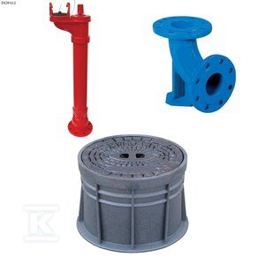 Hydrant podziemny HP6 DN80 H1250, PN10, GJL, pojedyncze zamknięcie, kolumna stalowa + kolano stopowe N DN80, GJL + skrzynka PEHD ZESTAW DLW412