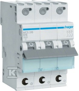 Wyłącznik nadprądowy Icn=6000A 3P C 16A QuickConnect MCS316