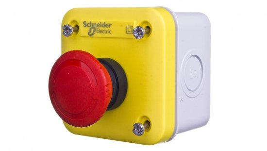 Kaseta z przyciskiem bezpieczeństwa przez obrót 1R żółta IP65 XALEK1701