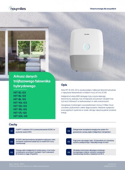 HOYMILES Falownik hybrydowy HIT-10L-G3 (3-fazowy) (niskonapięciowy)
