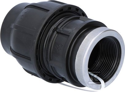 Złączka zaciskowa PP 50x6/4 GW gwint wewnętrzny PN16, do rur PE, kolor czarny 13015005