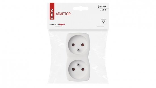 Rozgałęźnik wtyczkowy dwugniazdowy z uziemieniem biały P0028N