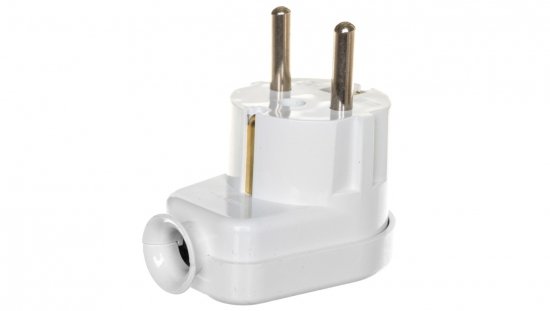 Wtyczka kątowa 16A 2P+Z Uni-Schuko 250V biała WT-16U
