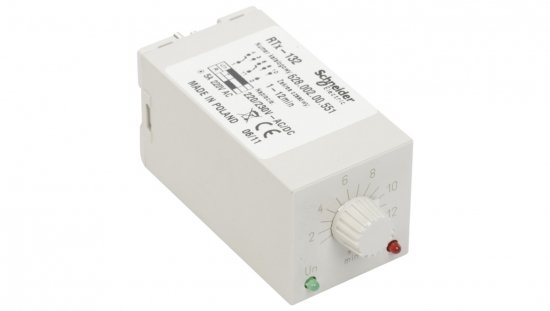 Przekaźnik czasowy 2P 5A 1-12min 220-230V AC/DC opóźnione załączenie RTx-132 220/230 12MIN 2000643