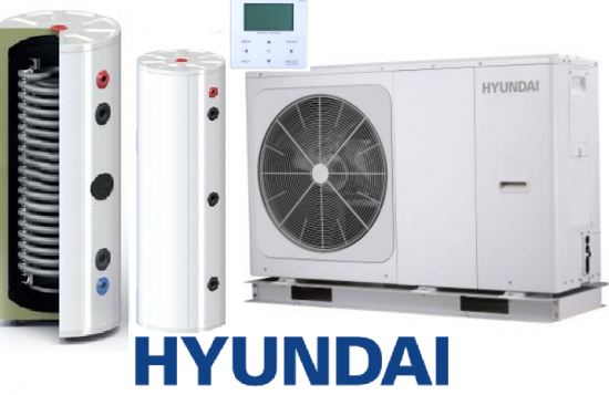 Zestaw Pompa Ciepła HYUNDAI Monoblok 14kW + Zbiornik buforowy SL 245L + SOLITANK Zasobnik stojący CWU 245L z wężownicą 3.83m2