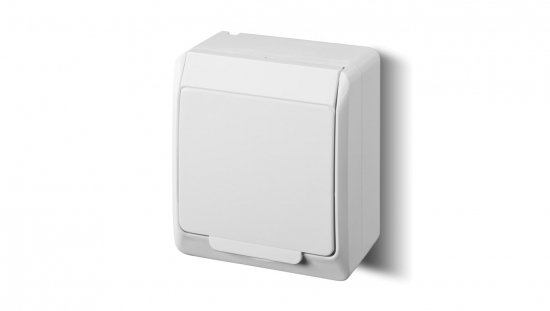 HERMES Gniazdo pojedyncze z/u 2P+Z SCHUKO IP44 białe 0324-02