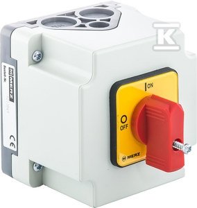 Rozłącznik krzywkowy 0-1 16A 2P w obudowie pokrętło małe czerwone bez blokady IP65