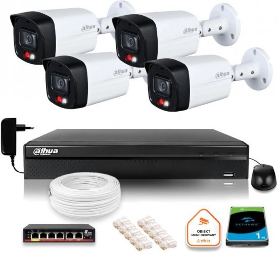 Zestaw monitoringu IP Dahua 4 Kamer IP 8mpx 4K dysk twardy