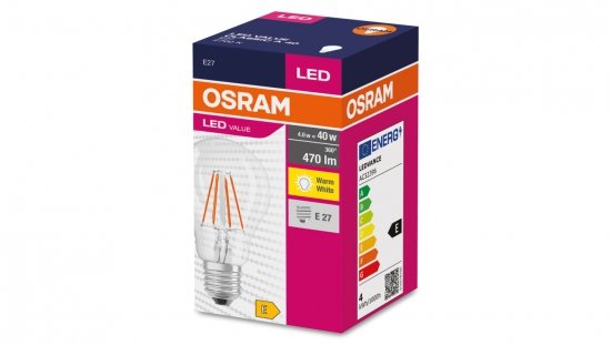 Żarówka LED E27 4W/827 E27 VALUE CL A FIL 40 non-dim 4W/827 4058075439856