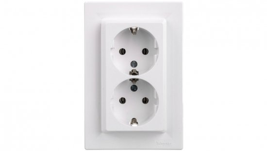 Gniazdo podwójne Asfora z/u SCHUKO 2P+Z białe (diy) z ramką EPH9901121