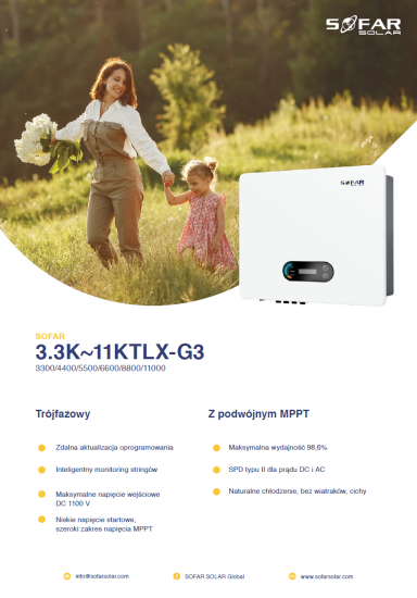SOFAR 11KTL-X-G3 Trzy fazowy 2xMPPT