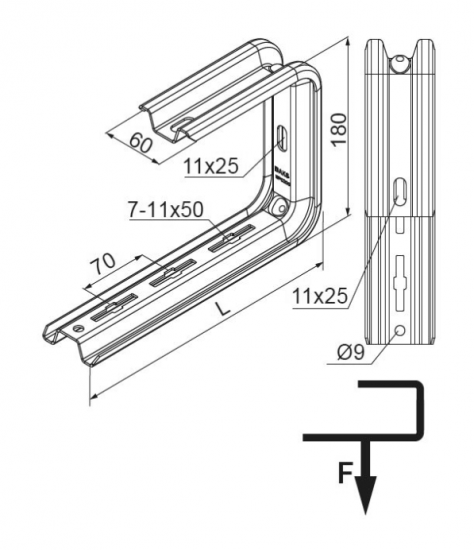 Wspornik 180mm 270mm WFC200 720320
