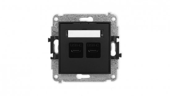 ICON Mechanizm ładowarki USB podwójnej 2xUSB C, 20W max. czarny mat 12ICUSB-7