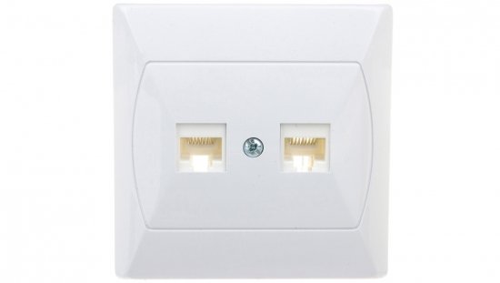 AKCENT Gniazdo komputerowe podwójne RJ45 kat.5e FOREX białe GPK-2A/F/00