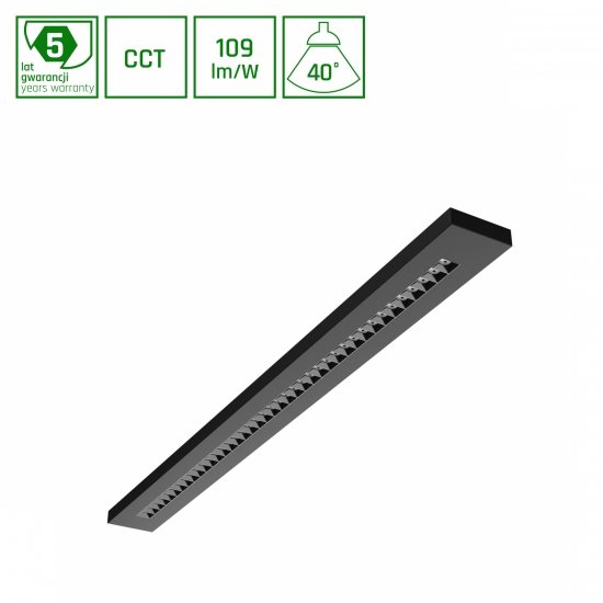 WLD PLANK  20W/30W/40W CCT 230V 40° IP20 1195X100X25 CZARNY