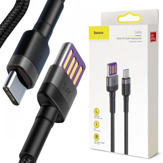 KABEL USB-A -|} USB-C Baseus Cafule CATKLF-PG1 100cm SuperCharge 40W 5A QC 3.0 W OPLOCIE