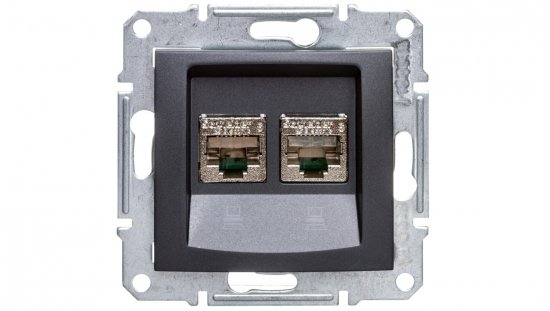 SEDNA Gniazdo komputerowe podwójne RJ45 kat.6 FTP grafitowe SDN5000170