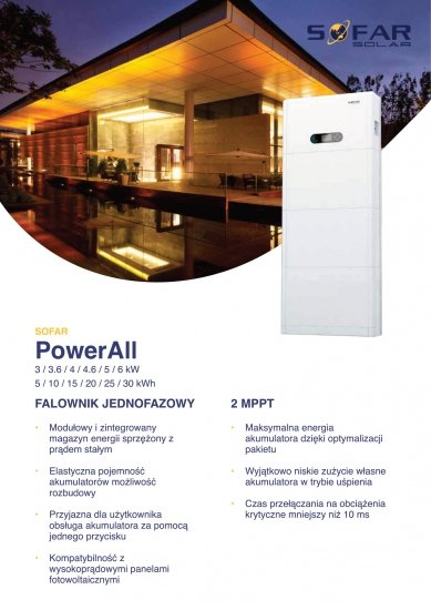 SOFAR PowerAll Inwerter hybrydowy ESI 4.6K-S1 1-Fazowy 2xMPPT
