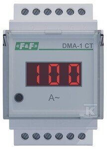 Cyfrowy wskaźnik wartości natężenia prądu, jednofazowy DMA-1-CT, pomiar półprośredni, z programowalną przekładnią