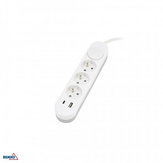 PRZEDŁUŻACZ NB 3X 2P+Z+WYŁ. 1.5MM X 2.0M + 2x USB(C+A)