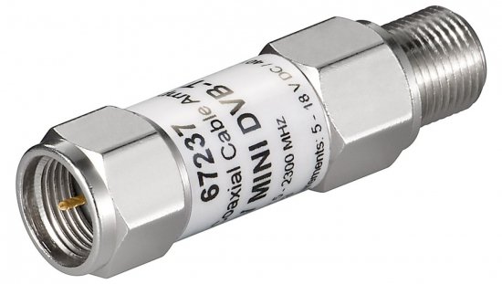 Mini wzmacniacz sygnału DVB-T/SAT 18dB /na kabel koncentryczny/ F - F 67237