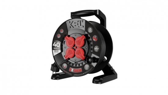 Przedłużacz bębnowy EXTREME LINE 4 gniazda z/u IP44 16A H07BQ-F 3x2,5 40m czarny W-100087