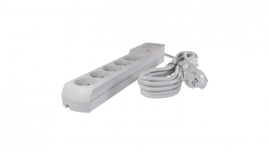Przedłużacz przeciwprzepięciowy professional 5 gniazd 1,5m 10A 230V 2300W szary W-100034
