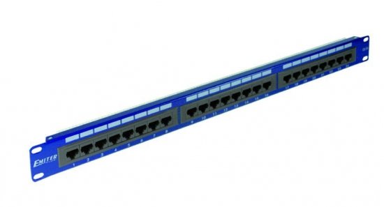 Panel 19 , 24xRJ45 UTP kat.6 (1U) z półką, niebieski