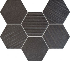 Tubądzin Mozaika Horizon hex black 28,9x22,1
