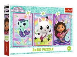 Trefl Puzzle 3x50 elementów Gabby i kotki Gabi