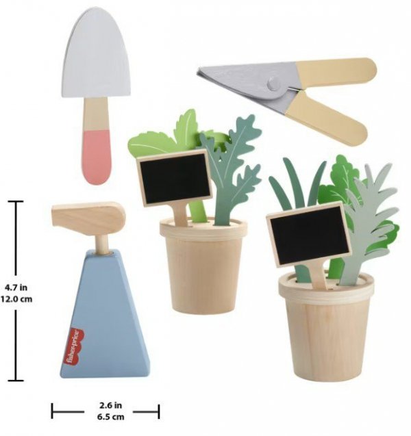 Fisher Price Wooden Mały ogrodnik zestaw drewnianych roślin i narzędzi