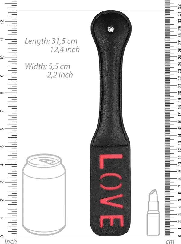 Ouch! Paddle LOVE - wytrzymała skora, unikalny wzor, czarne