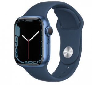 Apple Watch Series 7 GPS, 41mm Koperta z aluminium w kolorze niebieskim z paskiem sportowym w kolorze błękitnej toni - Regular