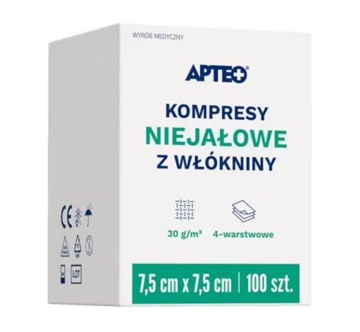 Kompresy niejałowe z włókniny 7,5 cm x 7,5 cm, 100 sztuk