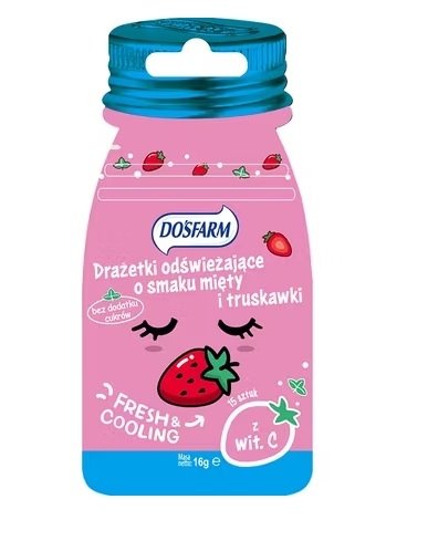 Dosfarm, Drażetki odświeżające mięta + truskawka, 16 g