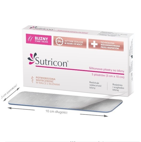 Sutricon silikonowe plastry na blizny 3 cm x 10 cm 5 sztuk