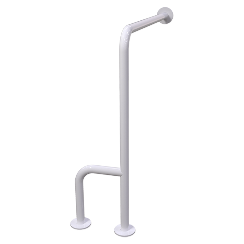 Uchwyt WC dla Niepełnosprawnych mocowany do podłi-ścia prawy 70cm biały fi32 + MASKOWNICE