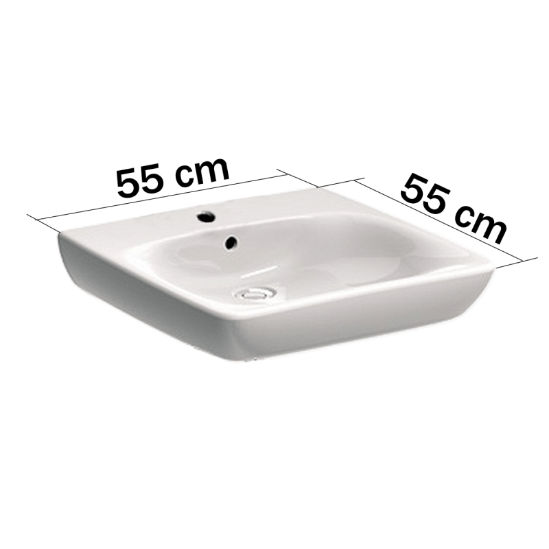 Umywalka dla osób niepełnosprawnych 55cmx55cm bez przelewu