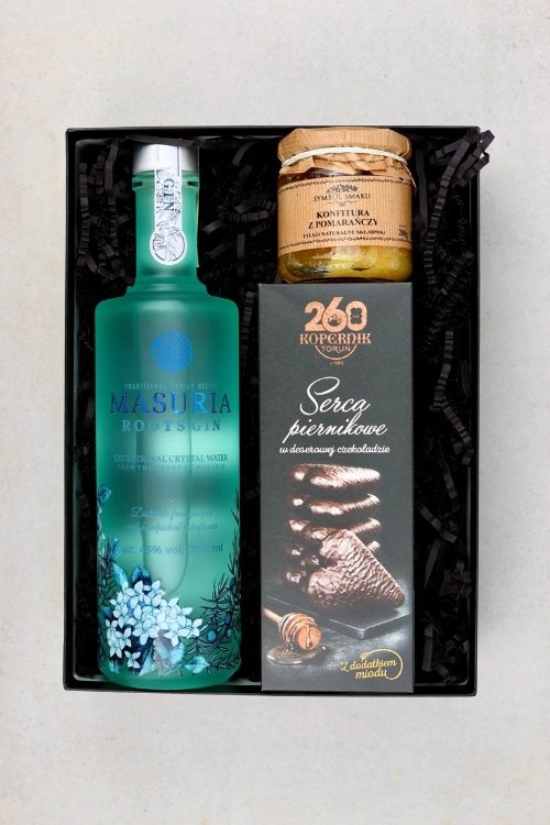 Zestaw prezentowy z ginem Masuria Roots Gin &quot;Gin &amp; orange&quot; wnętrze