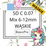 5D C 0,07 6-12mm BasicPro Paleta Mix - Białe / Jasny Niebieski - Dwa Kolory w Pudełku - WĄSKIE 