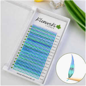 Gotowe kępki cięte laserowo LaserCUT - nr 11 (8-14mm) Kolorowe Zielone - Niebieskie holograficzne piórka