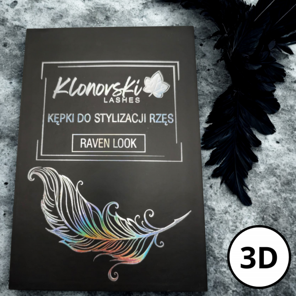 3D C 0,07 RAVEN LOOK Paleta 1000 kępek WĄSKIE  -  Pojedyncze Długości  