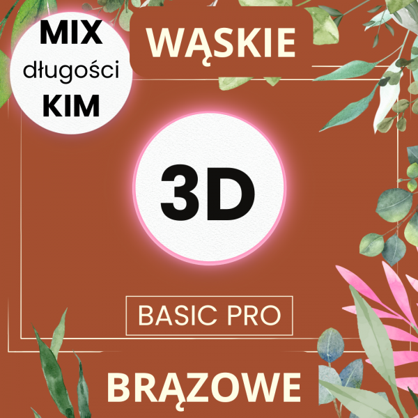3D C 0,07 JASNY ŚREDNI CIEMNY BRĄZ 6-12 mm BasicPro Paleta Mix WĄSKIE KIM WISPY