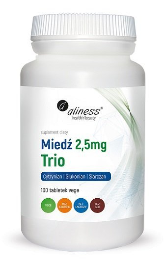 Aliness Miedź trio 2,5 mg suplement diety 100 tabletek VEGE