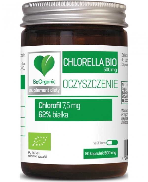 Aliness BeOrganic Chlorella produkt BIO 500mg x 50 kaps