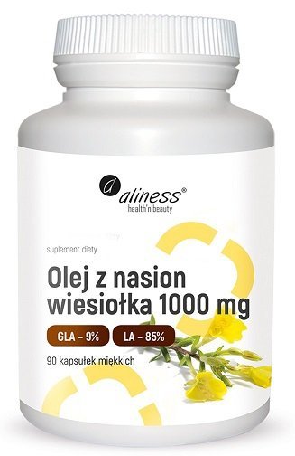 Aliness Olej z nasion wiesiołka 9% 1000 mg suplement diety  90 kapsułek