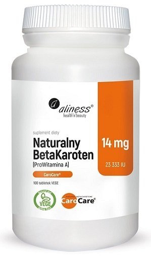Aliness Naturalny BetaKaroten 14 mg (ProWitamina A) suplement diety 100 tabletek VEGE