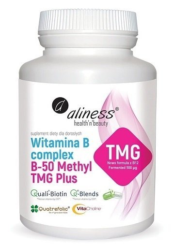 Aliness Witamina B Complex B-50 Methyl TMG PLUS suplement diety 100 kapsułek VEGE