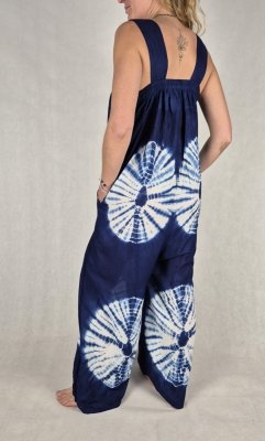 K8 - Kombinezon damski typu &quot;ogrodniczki&quot; – ręcznie farbowany, 100% rayon