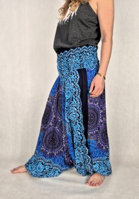 Szarawary damskie z Tajlandii – 100% rayon – Mandale &amp; Kwiatowy Ornament